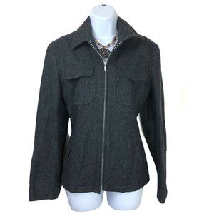 J CREW Womens Gray Short Wool Blend Zip Up Jacket